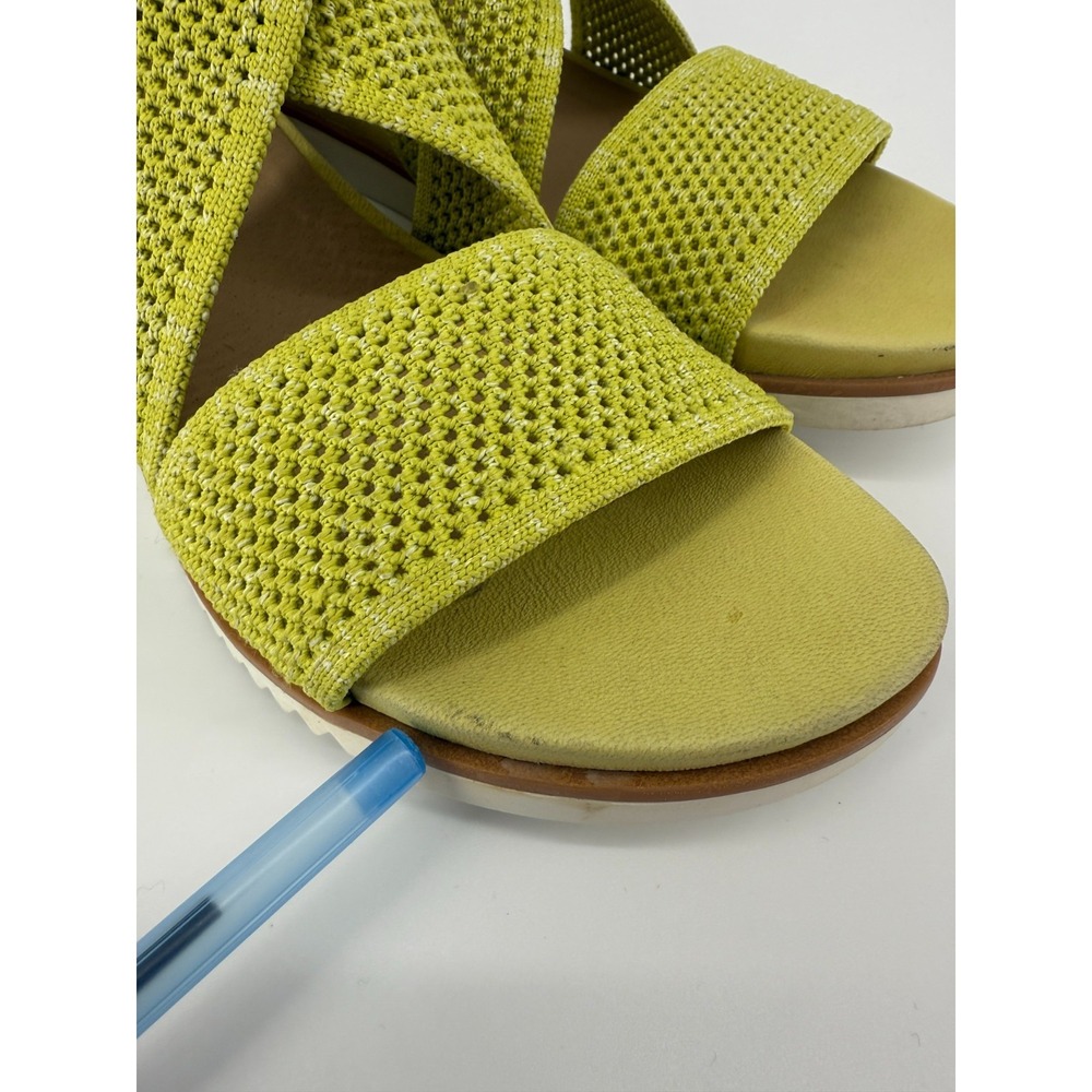 Eileen Fisher Lime Green Knit Sandals Women Size 10 Comfort Flat Zip Back Boho - Picture 10 of 12